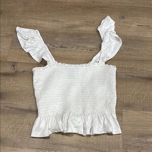 White Ruffled Women's Top